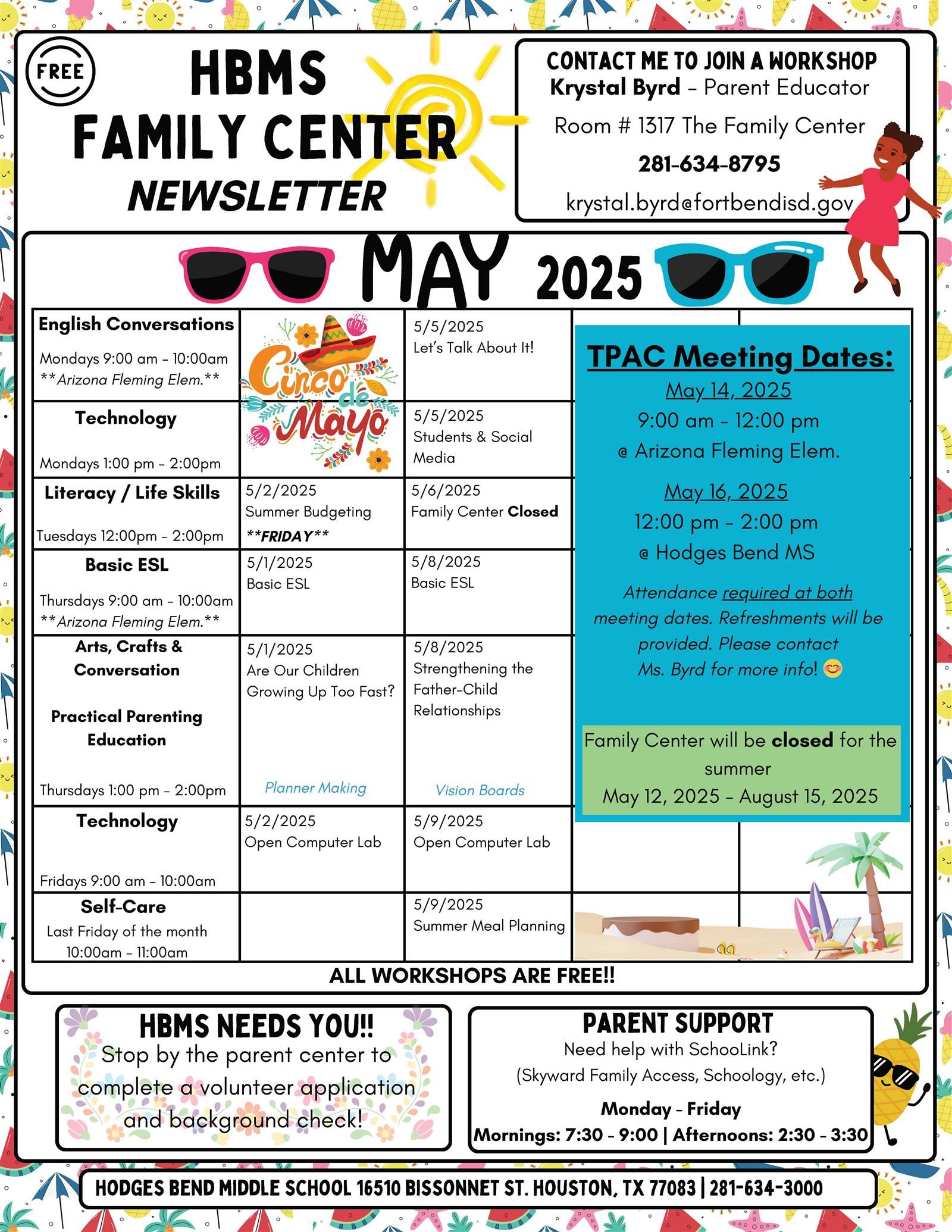  Family Center Monthly Newsletter
